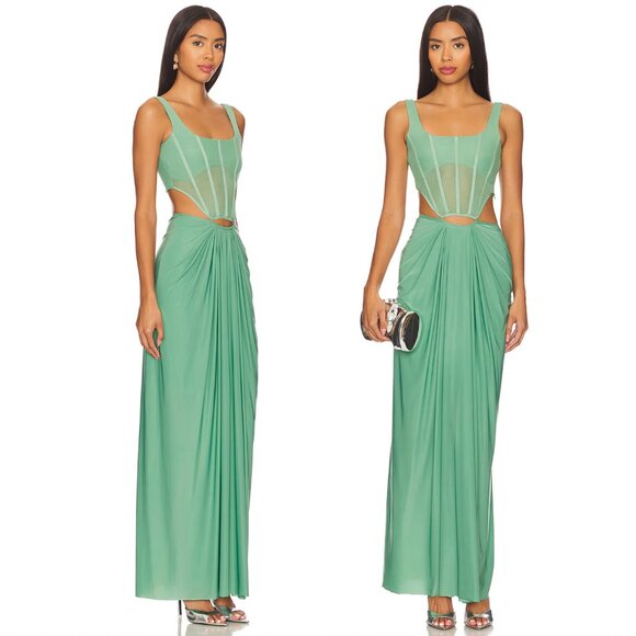 Deme by Gabriella Valentina Set Maxi Dress in Green Formal Gown Corset - Picture 2 of 9